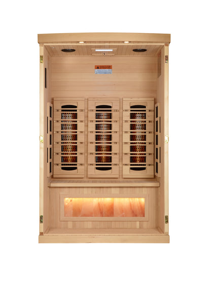 Golden Designs 2-Person Infrared Sauna with Himalayan Salt Bar