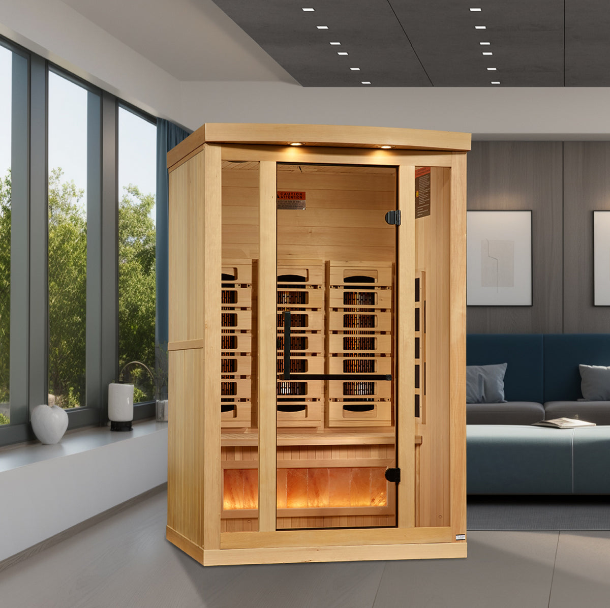 Golden Designs 2-Person Infrared Sauna with Himalayan Salt Bar