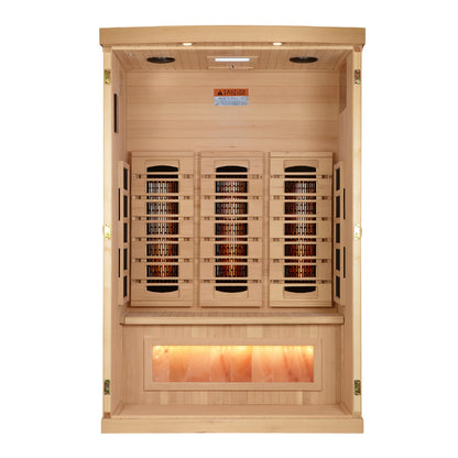 Golden Designs 2-Person Infrared Sauna with Himalayan Salt Bar