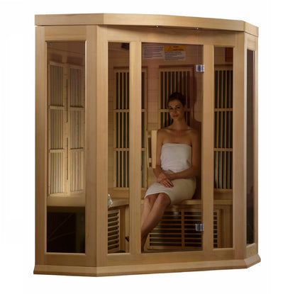 Maxxus 3-Person Corner Low EMF FAR Infrared Sauna (Canadian Hemlock)