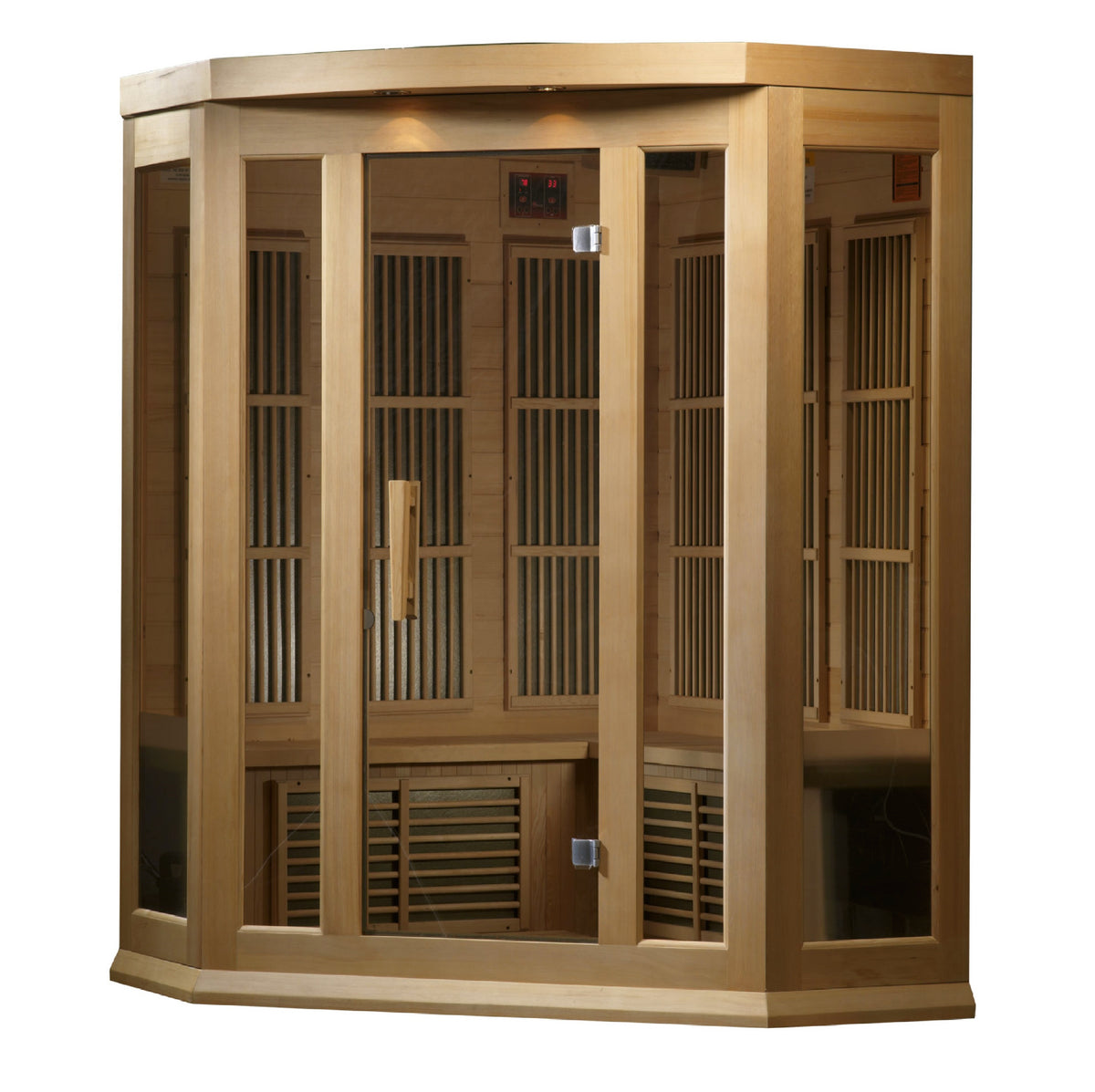 Maxxus 3-Person Corner Low EMF FAR Infrared Sauna (Canadian Hemlock)