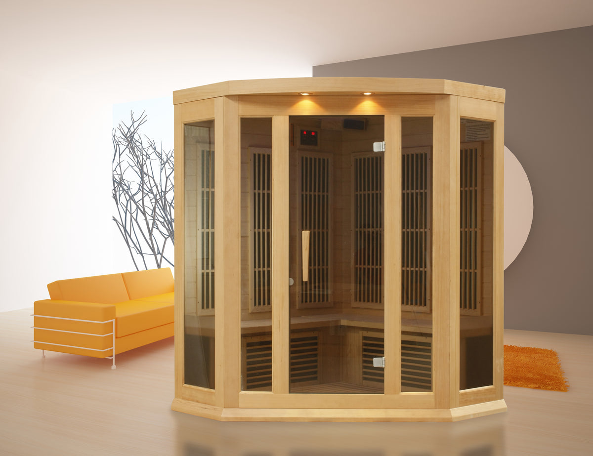 Maxxus 3-Person Corner Low EMF FAR Infrared Sauna (Canadian Hemlock)