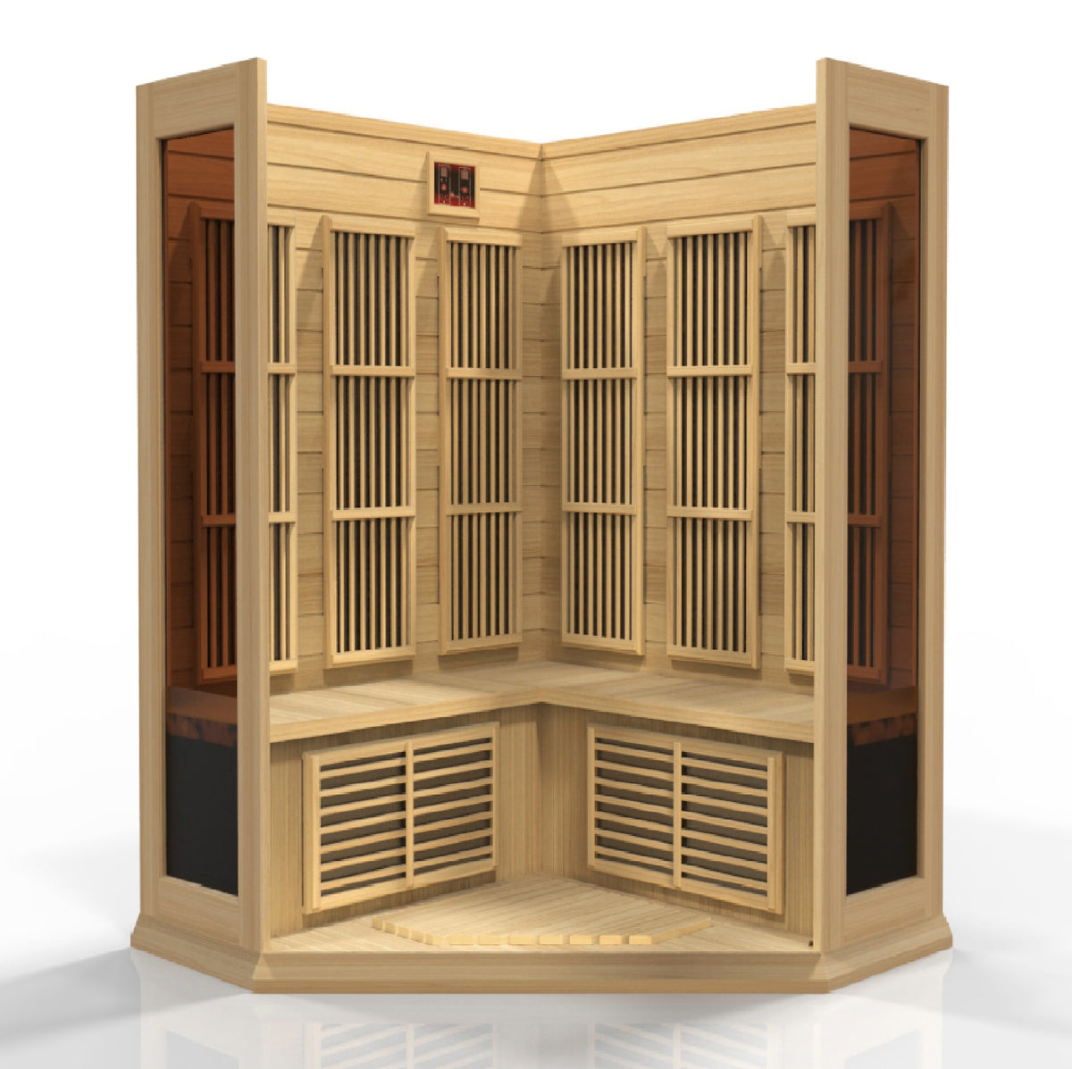 Maxxus 3-Person Corner Low EMF FAR Infrared Sauna (Canadian Hemlock)