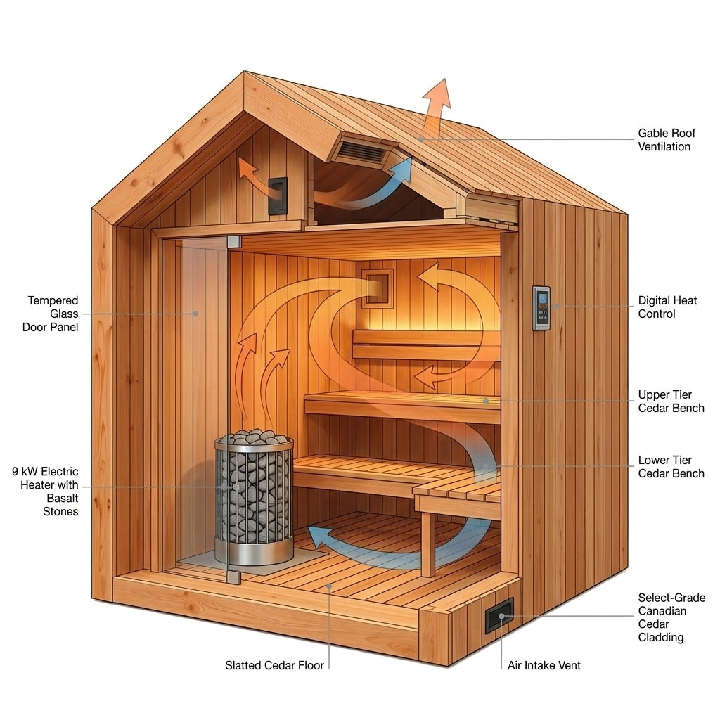 NordHaven Aurora Ridge Outdoor Sauna — How It Works