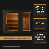 Outdoor Sauna Built for Year-Round Use, Cedar Interior, Integrated Rinse Bay, Panoramic Picture Window — Results & Stats
