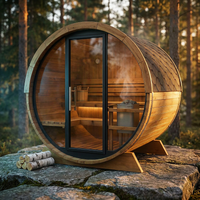ThermoLoom BarrelView Outdoor Sauna — Studio Shot