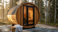 ThermoLoom BarrelView Outdoor Sauna — Lifestyle