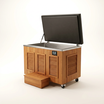 Cedar Cold Plunge Built for Daily Recovery, 304 Stainless Steel Basin, Furniture Grade Cedar Cabinet, Touchscreen