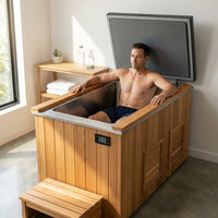 TimberChill Glacier Pro Cedar Cold Plunge — Lifestyle
