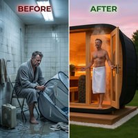 VelaTherm Orbit Pod Outdoor Sauna — Before & After