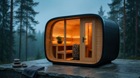 VelaTherm Orbit Pod Outdoor Sauna — Lifestyle