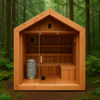Outdoor Sauna Built for All-Season Wellness, Canadian Cedar Construction, 9kW Electric Stove, Dual-Tier Benches
